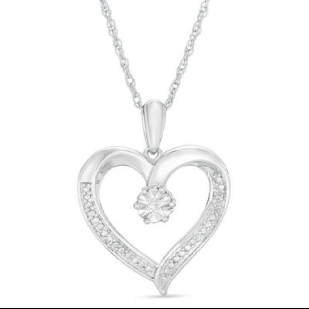 Zales Diamond Accent Beaded Heart Pendant | Sterling Silver